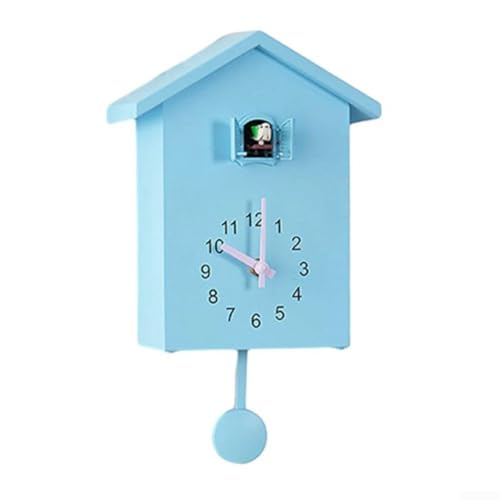 Niedliche, minimalistische Kuckucksuhr für moderne Räume, perfektes dekoratives Stück mit Geräuschen (blau) von CookiBlend