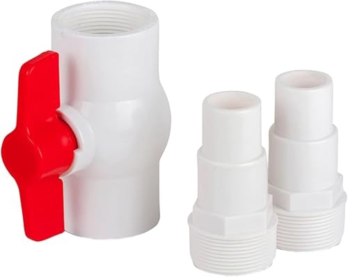 PVC-Kugelhahn AR512 Wasserrohrventil, Absperrkugelhahn-Stecknuss mit leicht zu drehenden T-Griffen für Schwimmbad, passend für Rohre mit 38 mm und 32 mm Durchmesser (Set B) von CookiBlend