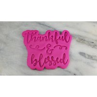 Dankbare Und Gesegnete Ausstechform 2-Teilig, Umriss & Stempel #1 - Scharfe Kanten Schneller Versand Wählen Sie Ihre Eigene Größe von CookieCutterLady