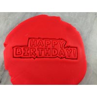 Happy Birthday Ausstechform 2-Teilig, Umriss & Stempel - Scharfe Kanten Schneller Versand Wählen Sie Ihre Eigene Größe von CookieCutterLady