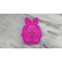 Hase Im Korb Ausstechform 2-Teilig, Stempel & Umriss #1 - Scharfe Kanten Schneller Versand Wählen Sie Ihre Eigene Größe von CookieCutterLady