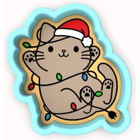 Katze Steckt in Weihnachtslichter Ausstechform | Stempel Schablone - Scharfe Kanten Schneller Versand Wählen Sie Ihre Eigene Größe von CookieCutterLady