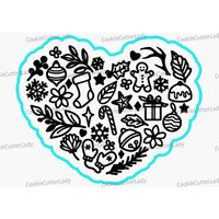 Weihnachtsherz-Ausstechform | Stempel Schablone - Scharfe Kanten Schneller Versand Wählen Sie Ihre Eigene Größe von CookieCutterLady