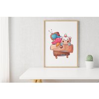 Einhorn Kuh Poster. Dekoration Für Kinderzimmer. Illustration Tier Kunstdruck. Poster Geschenk Kuhliebhaber Kinder. Küche Und Wohnzimmer Deko von CookieMonstaDesign