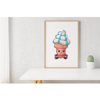 Süßes Eiscreme Kinderzimmer Poster. Dekoration Für Kinderzimmer. Illustration Kunstdruck Dekor. Poster Geschenk Kinder. Küche Und Wohnzimmer Deko von CookieMonstaDesign