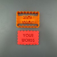 Any Words Benutzerdefinierte Cookie Cutter Ausgebogtes Rechteck Mit Personalisierter Formulierung von CookieStampCreator