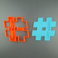Personalisierte Hashtag Cookie Cutter - Benutzerdefinierter Text von CookieStampCreator