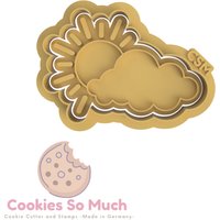Cloud & Sun Cookie Stamp Cutter, Cloud Sun Debosser Cutter von CookiesSoMuch