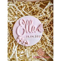 Name With Date Personalized Cookie Debosser Stamp Cutter von CookiesSoMuch