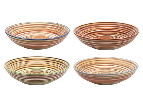 Cookinglife Rhythm & Lines | Pastateller 4-teilig | Keramik | Tiefe Teller 20 cm | mehrfarbig | spülmaschinenfest | mikrowellenfest | backofengeeignet von Cookinglife