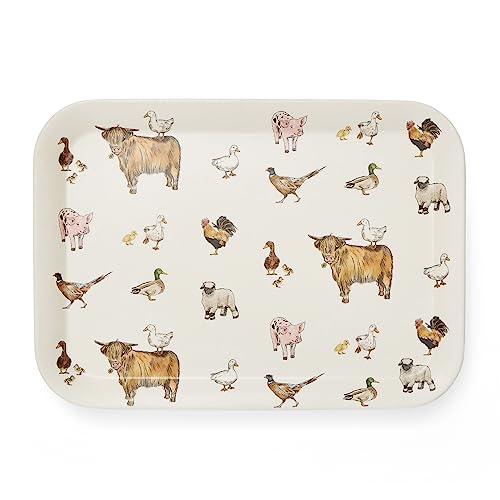 Cooksmart Großes Serviertablett in britischem Design, für mehrere Anwendungen rund ums Haus, Tabletts zum Servieren von Speisen oder Getränken – Buttercup Farm von Cooksmart