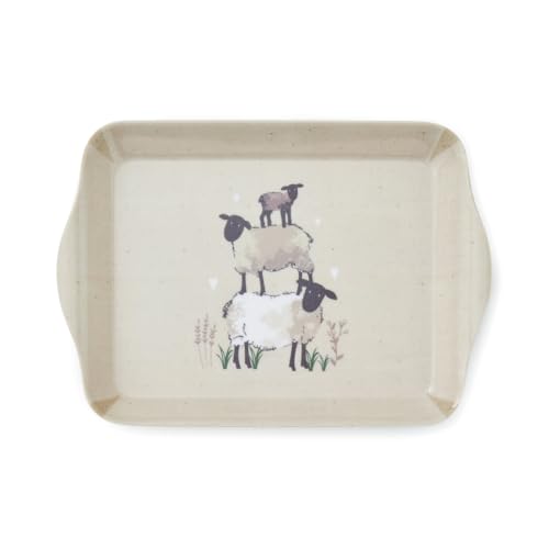 Cooksmart Highland Sheep Streutablett | Kleines Serviertablett im britischen Design | Melamin- und Kunststoff-Tabletts mit Schaf- und Naturdruck | leicht und langlebig | dekoratives Getränke- und von Cooksmart