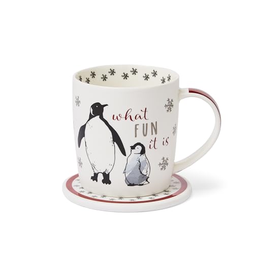 Cooksmart Kaffeetasse und Untersetzer-Set aus Keramik für Zuhause oder Arbeit, große Tassen für heiße Getränke, Tee- und Kaffeetassen – was für ein lustiges Geschenk-Set von Cooksmart