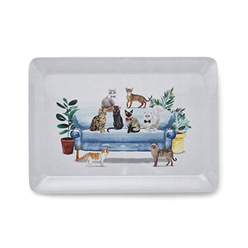 Cooksmart Kleines Serviertablett in britischem Design, für mehrere Anwendungen im Haus, Tabletts zum Servieren von Speisen oder Getränken (neugierige Katzen, L) von Cooksmart