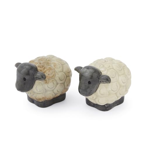 Cooksmart Salz- und Pfefferstreuer Highland Sheep, britisches Design, Keramik, rustikaler Schaf- und Naturdruck, Steingut, Küchenzubehör im Bauernhaus-Stil, nur Handwäsche von Cooksmart