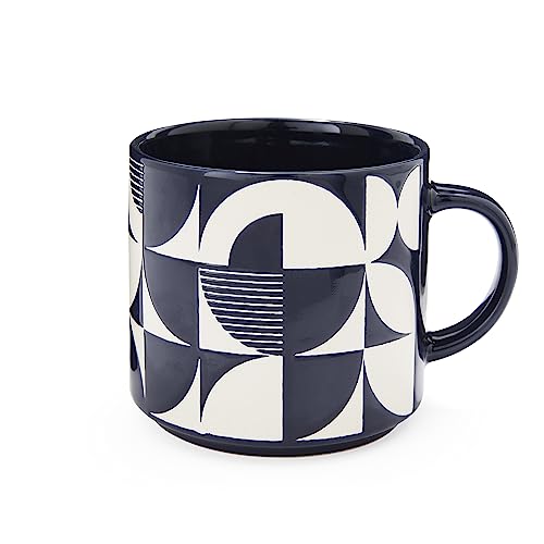 Cooksmart Stapelbare Kaffeetasse in Großbritannien | Keramik-Kaffeetassen für Zuhause oder die Arbeit | große Tassen für heiße Getränke | Tee- und Kaffeetassen – Bauhaus Geo von Cooksmart