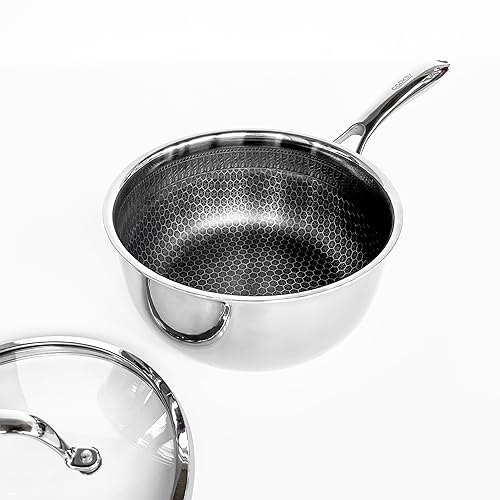 Cooksy Hybrid-Edelstahl-Kochtopf mit Deckel, Wabenoberfläche, 3 l von Cooksy