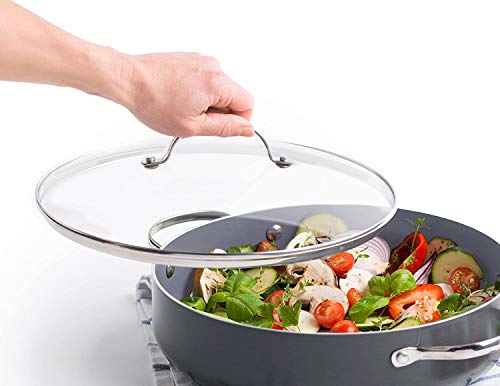 Gehärteter Glasdeckel für Pfannen, Wok, Glasdeckel, 26 cm, transparent – Edelstahlrand und Griff (26 cm) von Cookware company