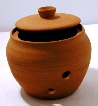 Knoblauchtopf - Terracotta - handgefertigt - Ø 9 cm - 9 cm hoch - rund von Kitchencookshop