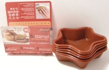 Kuchenform - Backform - Stern - 6 Stück - 100% Silikon - 11,5 cm x 11,5 cm - 3 cm hoch von Kitchencookshop