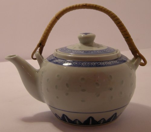 Teekanne - 300 ml - Keramik - mit Rattan-Griff - Reiskorn von Cookware company