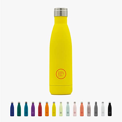 Cool Bottles - Edelstahl Trinkflasche ohne Plastik - 500 ml - Vivid Yellow - 26,5 x 7 cm - Isolierbecher - Watter Bottle - Kaltgetränke 36 Stunden und Heißgetränke 18 Stunden - Triple-Cool Technology von Cool Bottles