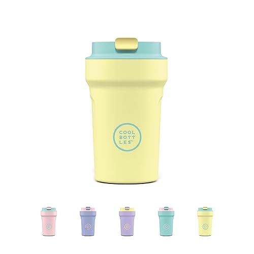 Cool Bottles - Paradise Tumbler - Thermobecher aus Edelstahl - 350 ml - Creta - Gelb und Cyan - Luftdichter Deckel - Kalte Getränke 10 Stunden und heiße Getränke 5 Stunden - Fleckabweisend von Cool Bottles