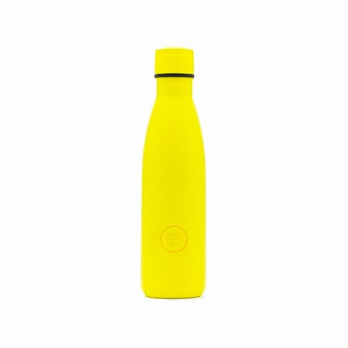 Cool Bottles Thermosflasche - 500 ml - Neon Yellow - Wasserflasche aus Edelstahl - Kalte Getränke 36 Stunden und Heiße Getränke 18 Stunden - Neonfarbene Oberfläche - BPA Frei von Cool Bottles