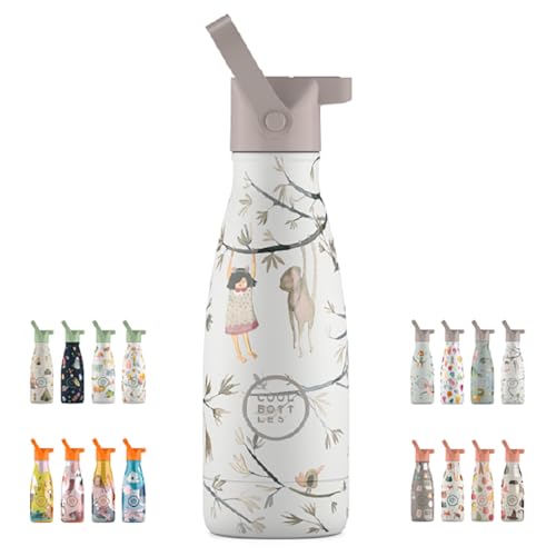 Cool Bottles Thermosflasche für Kinder - 260 ml - Hanging Friends - Wasserflasche aus Edelstahl - Kalte Getränke 36 Stunden und Heiße Getränke 18 Stunden - Farbprägung - BPA Frei von Cool Bottles