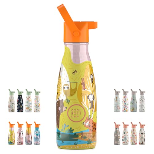 Cool Bottles Thermosflasche für Kinder - 260 ml - Jungle Park - Wasserflasche aus Edelstahl - Kalte Getränke 36 Stunden und Heiße Getränke 18 Stunden - Farbprägung - BPA Frei von Cool Bottles