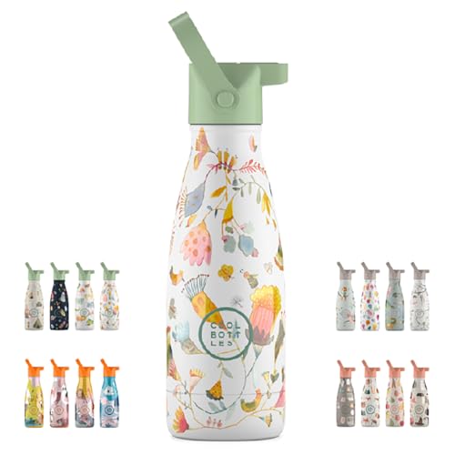 Cool Bottles Thermosflasche für Kinder - 260 ml - Spring Flowers - Wasserflasche aus Edelstahl - Kalte Getränke 36 Stunden und Heiße Getränke 18 Stunden - Farbprägung - BPA Frei von Cool Bottles