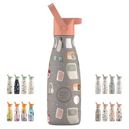 Cool Bottles - Thermosflasche für Kinder - Wasserflasche aus Edelstahl - 260 ml - Must Have - Kalte Getränke 36 Stunden und Heiße Getränke 18 Stunden - Farbprägung - BPA Frei von Cool Bottles