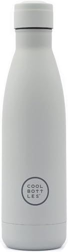 Cool Bottles - Trinkflasche aus Edelstahl - 350 ml - Pastel Grey - 25,10 x 8 cm -Thermische Kaltgetränke 36 Stunden und Heißgetränke 18 Stunden - Triple-Cool Technology - BPAFrei von Cool Bottles