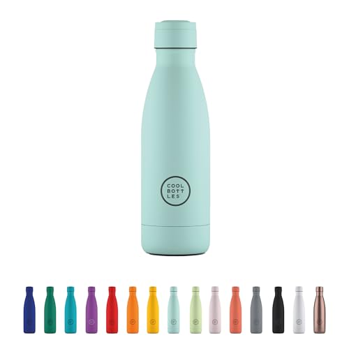 Cool Bottles - Trinkflasche aus Edelstahl - 350 ml - Pastel Sky - 23,5 x 7 cm -Thermische Kaltgetränke 36 Stunden und Heißgetränke 18 Stunden - Triple-Cool Technology - BPAFrei von Cool Bottles