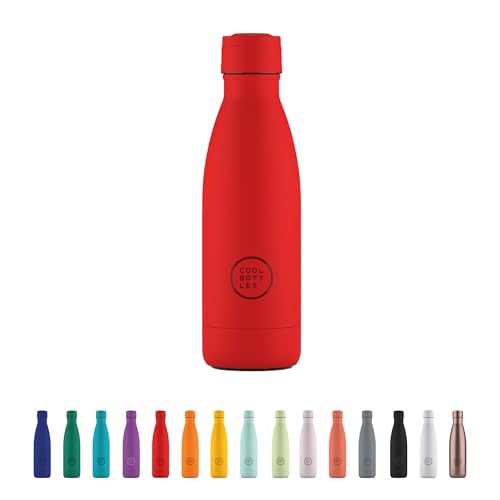 Cool Bottles - Trinkflasche aus Edelstahl - 350 ml - Vivid Red - 23,5 x 7 cm -Thermische Kaltgetränke 36 Stunden und Heißgetränke 18 Stunden - Triple-Cool Technology - BPAFrei von Cool Bottles