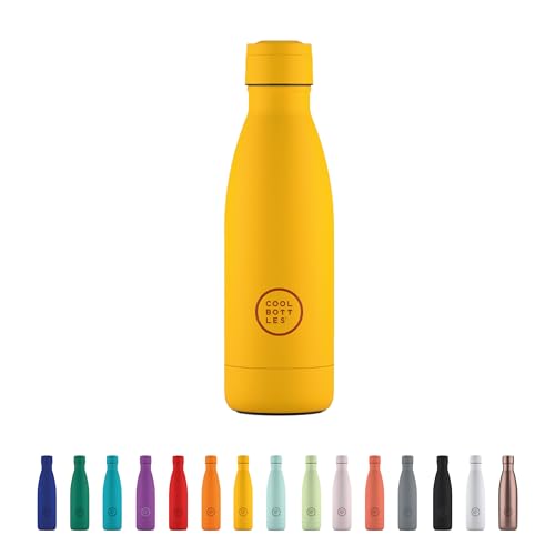 Cool Bottles - Trinkflasche aus Edelstahl - 350 ml - Vivid Yellow - 23,5 x 7 cm -Thermische Kaltgetränke 36 Stunden und Heißgetränke 18 Stunden - Triple-Cool Technology - BPAFrei von Cool Bottles