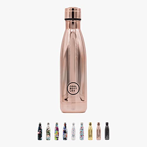 Cool Bottles - Trinkflasche aus Edelstahl - 500 ml - Chrome Rose - 26,5 x 7 cm - Isolierte Thermoflasche - Kaltgetränke 24 Stunden und Heißgetränke 12 Stunden - Doppelwandig - BPA-Freie Flasche von Cool Bottles