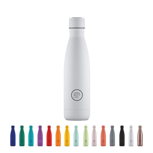 Cool Bottles - Trinkflasche aus Edelstahl - 750 ml - Mono White - 30,5 x 8 cm -Thermische Kaltgetränke 36 Stunden und Heißgetränke 18 Stunden - Triple-Cool Technology - BPAFrei von Cool Bottles