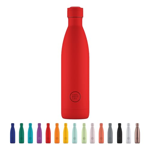 Cool Bottles - Trinkflasche aus Edelstahl - 750 ml - Vivid Red - 30,5 x 8 cm -Thermische Kaltgetränke 36 Stunden und Heißgetränke 18 Stunden - Triple-Cool Technology - BPAFrei von Cool Bottles