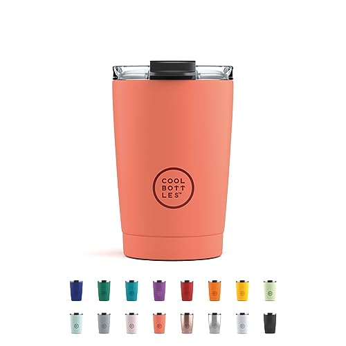 Cool Bottles - Tumbler - Thermobecher aus Edelstahl - 330 ml - Pastel Coral - Thermoskanne für Kaffee - Luftdichter Deckel - Kalte Getränke 10 Stunden und heiße Getränke 5 Stunden - Fleckabweisend von Cool Bottles