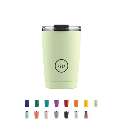 Cool Bottles - Tumbler - Thermobecher aus Edelstahl - 330 ml - Pastel Green - Thermoskanne für Kaffee - Luftdichter Deckel - Kalte Getränke 10 Stunden und heiße Getränke 5 Stunden - Fleckabweisend von Cool Bottles