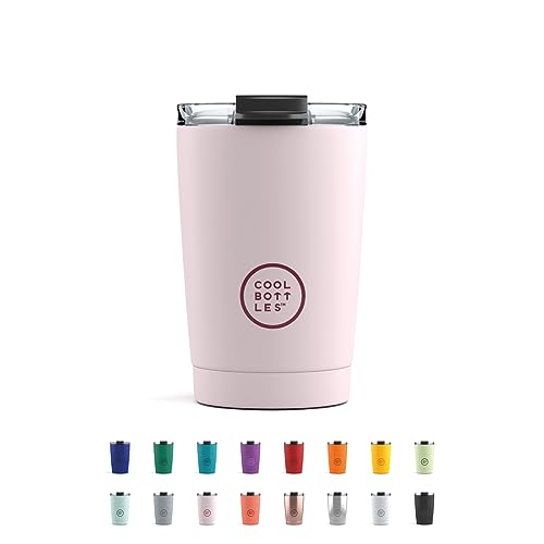 Cool Bottles - Tumbler - Thermobecher aus Edelstahl - 330 ml - Pastel Pink - Thermoskanne für Kaffee - Luftdichter Deckel - Kalte Getränke 10 Stunden und heiße Getränke 5 Stunden - Fleckabweisend von Cool Bottles