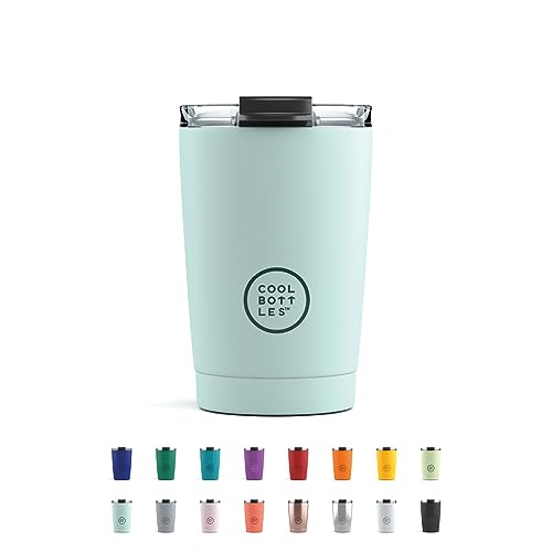 Cool Bottles - Tumbler - Thermobecher aus Edelstahl - 330 ml - Pastel Sky - Thermoskanne für Kaffee - Luftdichter Deckel - Kalte Getränke 10 Stunden und heiße Getränke 5 Stunden - Fleckabweisend von Cool Bottles