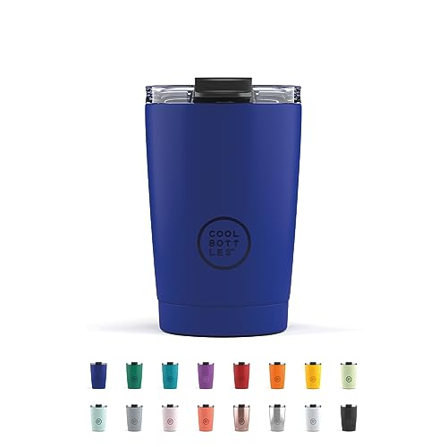 Cool Bottles - Tumbler - Thermobecher aus Edelstahl - 330 ml - Vivid Blue - Thermoskanne für Kaffee - Luftdichter Deckel - Kalte Getränke 10 Stunden und heiße Getränke 5 Stunden - Fleckabweisend von Cool Bottles