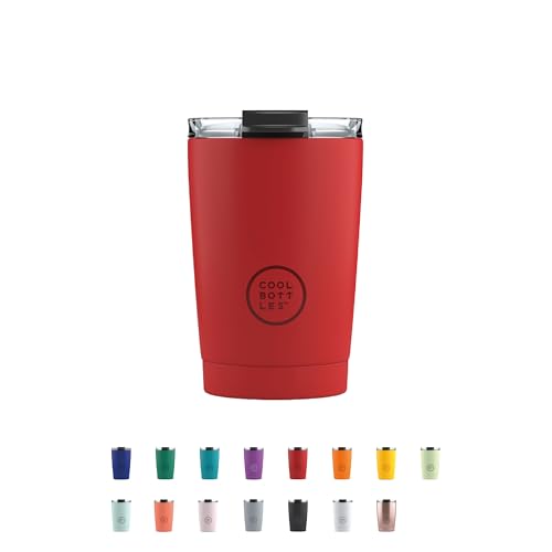 Cool Bottles - Tumbler - Thermobecher aus Edelstahl - 330 ml - Vivid Red - Thermoskanne für Kaffee - Luftdichter Deckel - Kalte Getränke 10 Stunden und heiße Getränke 5 Stunden - Fleckabweisend von Cool Bottles