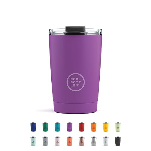 Cool Bottles - Tumbler - Thermobecher aus Edelstahl - 330 ml - Vivid Violet - Thermoskanne für Kaffee - Luftdichter Deckel - Kalte Getränke 10 Stunden und heiße Getränke 5 Stunden - Fleckabweisend von Cool Bottles