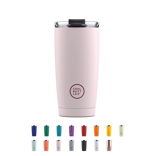 Cool Bottles - Tumbler - Thermobecher aus Edelstahl - 550 ml - Pastel Pink - Thermoskanne für Kaffee - Luftdichter Deckel - Kalte Getränke 10 Stunden und heiße Getränke 5 Stunden - Fleckabweisend von Cool Bottles