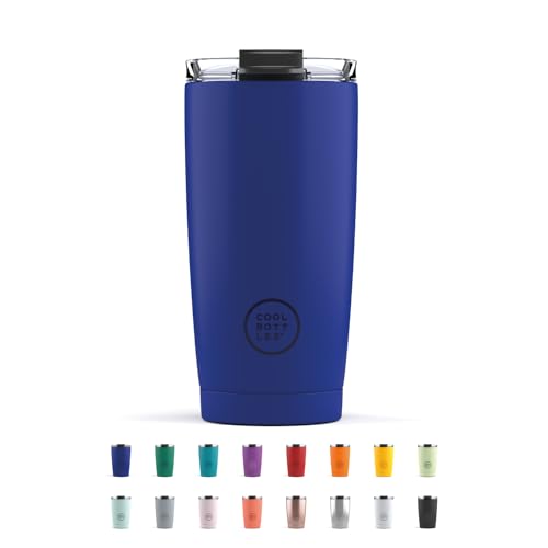 Cool Bottles - Tumbler - Thermobecher aus Edelstahl - 550 ml - Vivid Blue - Thermoskanne für Kaffee - Luftdichter Deckel - Kalte Getränke 10 Stunden und heiße Getränke 5 Stunden - Fleckabweisend von Cool Bottles