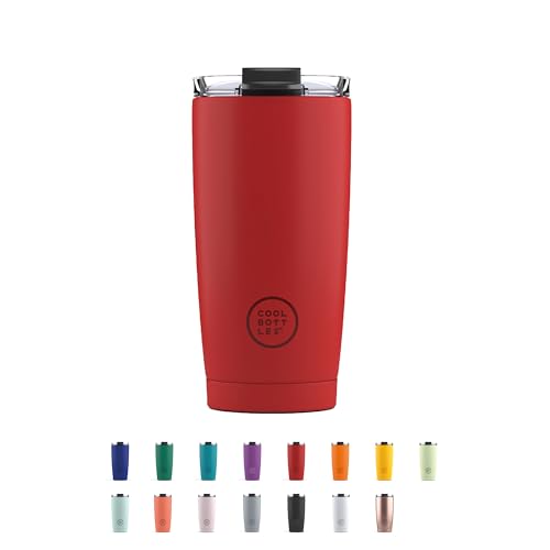 Cool Bottles - Tumbler - Thermobecher aus Edelstahl - 550 ml - Vivid Red - Thermoskanne für Kaffee - Luftdichter Deckel - Kalte Getränke 10 Stunden und heiße Getränke 5 Stunden - Fleckabweisend von Cool Bottles