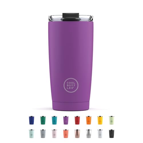 Cool Bottles - Tumbler - Thermobecher aus Edelstahl - 550 ml - Vivid Violet - Thermoskanne für Kaffee - Luftdichter Deckel - Kalte Getränke 10 Stunden und heiße Getränke 5 Stunden - Fleckabweisend von Cool Bottles